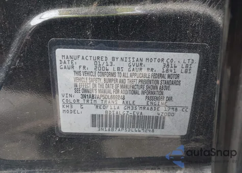 2013 Nissan Sentra S/Sv/Sr/Sl из США, поврежденный, VIN 3N1AB7AP5DL669248